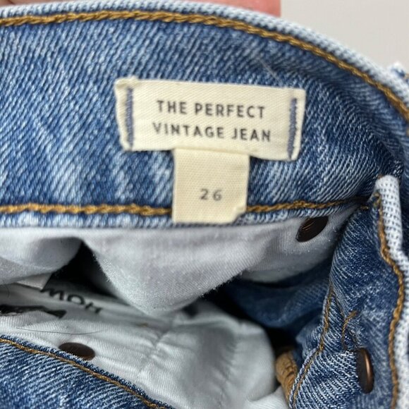 Madewell Womens High-Rise Distressed Hem Straight Leg Jeans Size 27 Cotton Denim - Picture 7 of 10